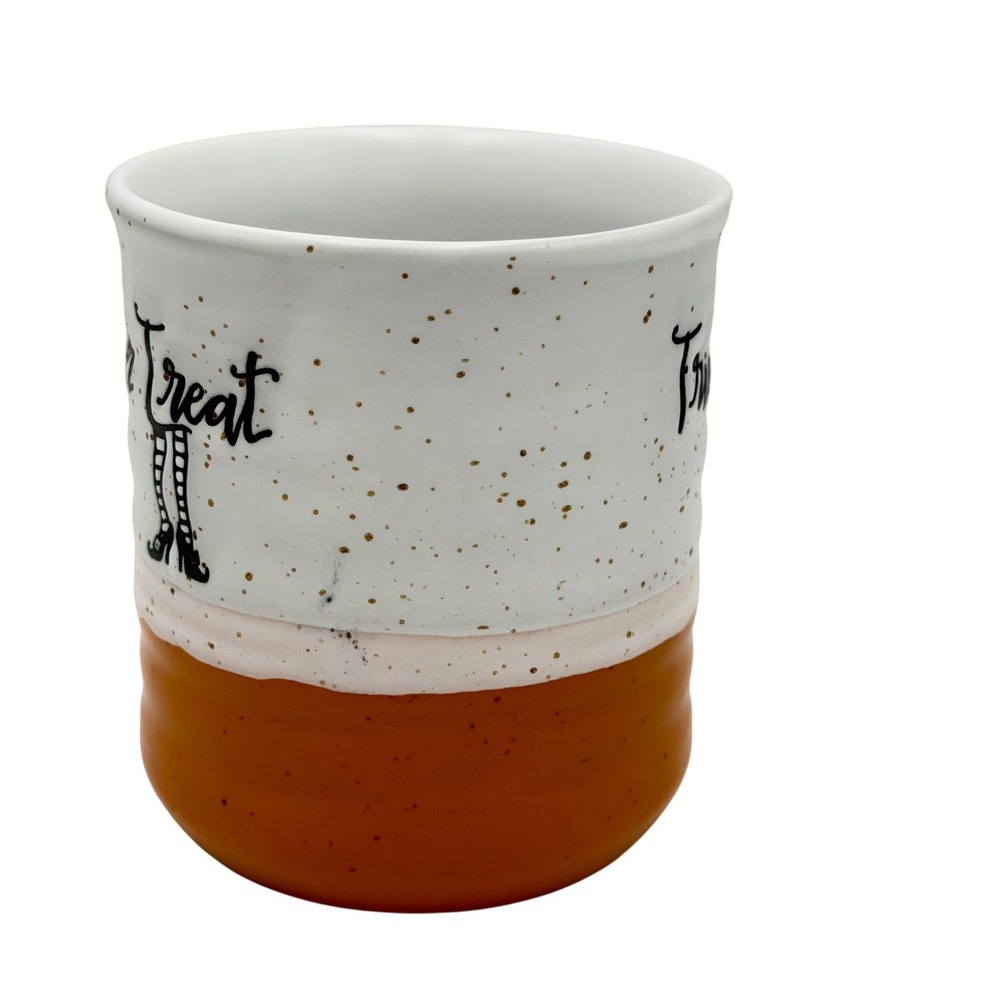 Sheffield Home Halloween Trick or Treat Witch Legs Speckled Ceramic Mug Orange - Picture 5 of 9